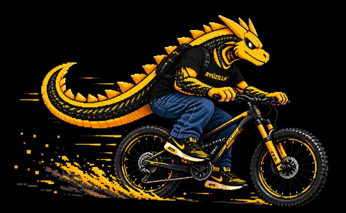 RYŪZILLA riding a mountain bike
